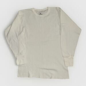 Vintage Indera Long Sleeve Thermal Shirt White XL 18x27 Waffle Knit Base Layer